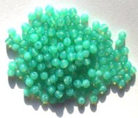 200 4mm Milky Green Opal Round Glass Beads
